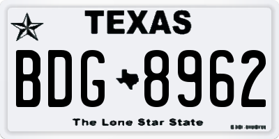 TX license plate BDG8962