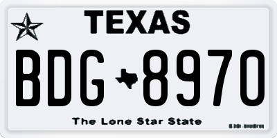 TX license plate BDG8970