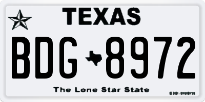 TX license plate BDG8972