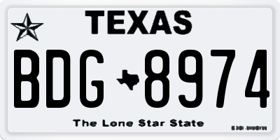 TX license plate BDG8974