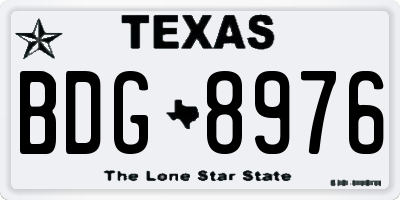 TX license plate BDG8976