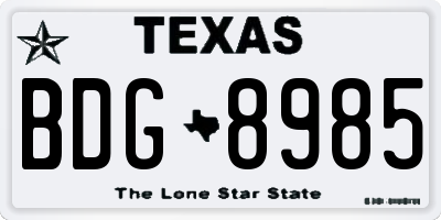 TX license plate BDG8985