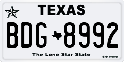 TX license plate BDG8992