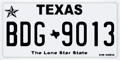 TX license plate BDG9013