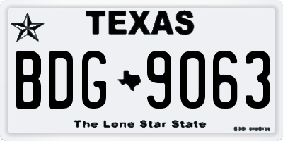 TX license plate BDG9063