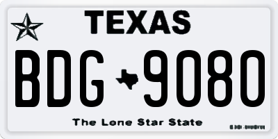 TX license plate BDG9080