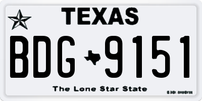 TX license plate BDG9151