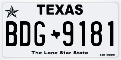 TX license plate BDG9181