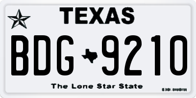 TX license plate BDG9210