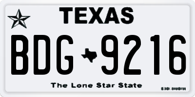 TX license plate BDG9216