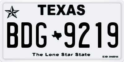 TX license plate BDG9219