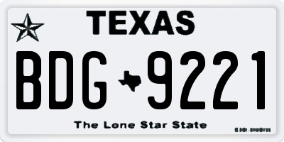 TX license plate BDG9221