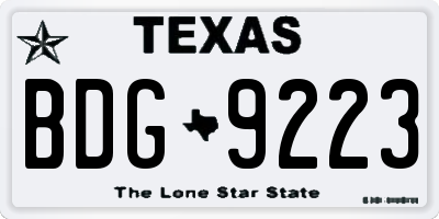 TX license plate BDG9223