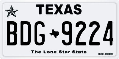 TX license plate BDG9224