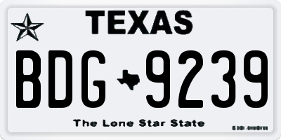 TX license plate BDG9239