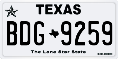 TX license plate BDG9259