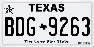 TX license plate BDG9263