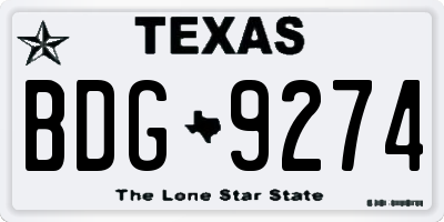 TX license plate BDG9274