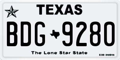 TX license plate BDG9280