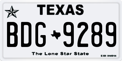 TX license plate BDG9289