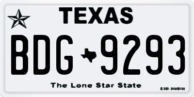 TX license plate BDG9293