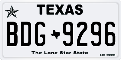 TX license plate BDG9296