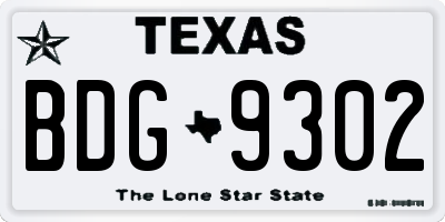 TX license plate BDG9302