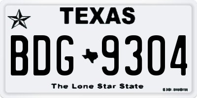 TX license plate BDG9304