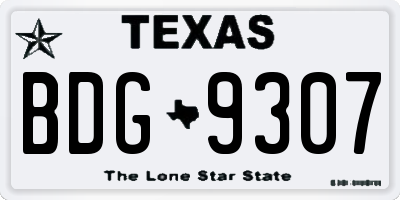TX license plate BDG9307