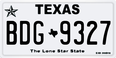 TX license plate BDG9327