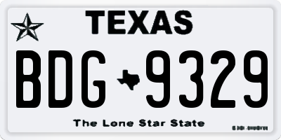 TX license plate BDG9329