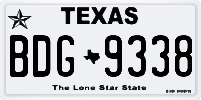 TX license plate BDG9338