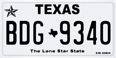 TX license plate BDG9340