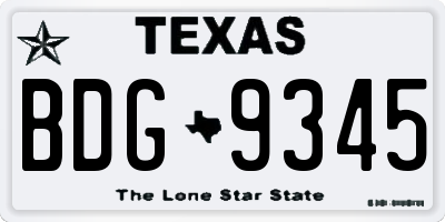 TX license plate BDG9345