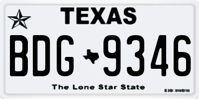 TX license plate BDG9346