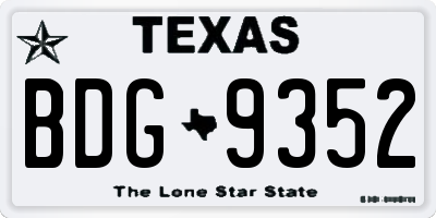 TX license plate BDG9352