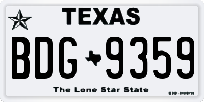 TX license plate BDG9359