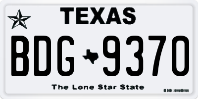 TX license plate BDG9370