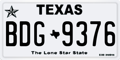 TX license plate BDG9376
