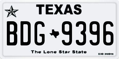 TX license plate BDG9396