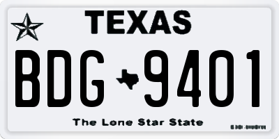 TX license plate BDG9401