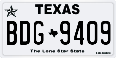 TX license plate BDG9409