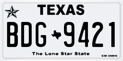 TX license plate BDG9421