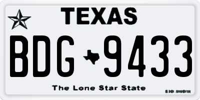 TX license plate BDG9433