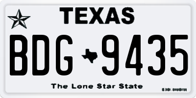 TX license plate BDG9435