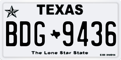 TX license plate BDG9436