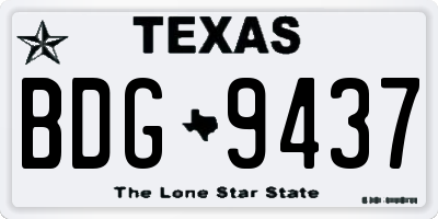 TX license plate BDG9437