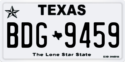TX license plate BDG9459