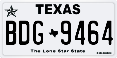 TX license plate BDG9464