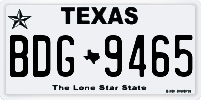 TX license plate BDG9465
